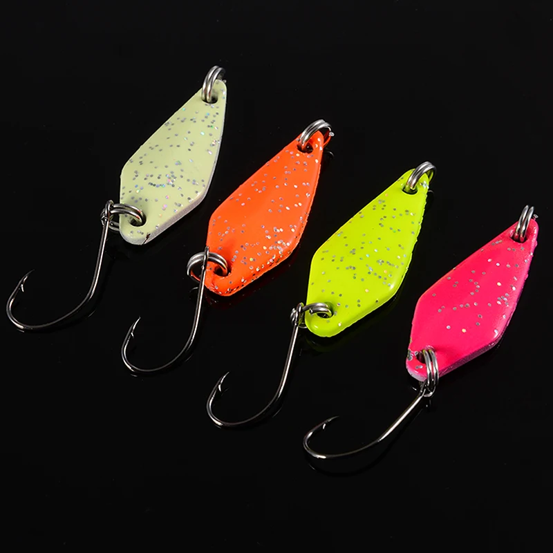 Фото 4Pcs 3cm/3g Colorful Trout Lure Fishing Spoon Bait Single Hook Metal Blinker Tackle Swimbait | Спорт и развлечения