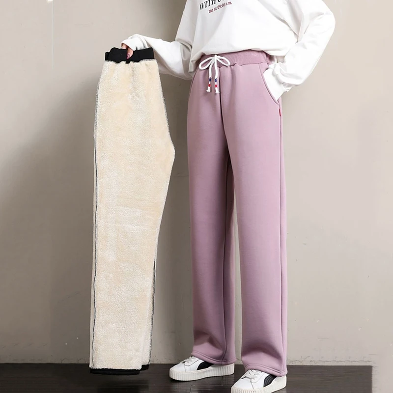 Pants Women's Autumn&Winter Thickened Plus Velvet Trousers Loose Straight Leg Casual Pant Lamb Add Velvet Warm Sweatpant Female
Pants Women's Autumn&Winter Thickened Plus Velvet Trousers Loose Straight Leg Casual Pant Lamb Add Velvet Warm Sweatpant Female