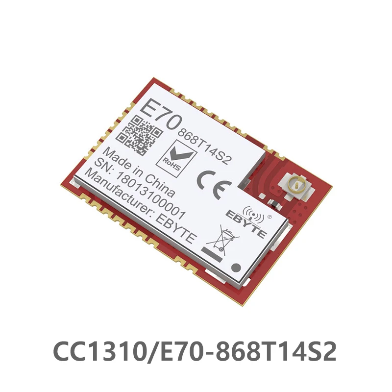 E70-868T14S2 14dBm CC1310 module UART wireless transceiver SMD Small size high reliability 868MHz RF module 1.5km
E70-868T14S2 14dBm CC1310 module UART wireless transceiver SMD Small size high reliability 868MHz RF module 1.5km