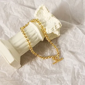 Leouerry 925 Sterling Silver Golden Round Bead Chain Bracelet Korean Style Minimalist Wild Bracelets for Women Charm Jewelry
Leouerry 925 Sterling Silver Golden Round Bead Chain Bracelet Korean Style Minimalist Wild Bracelets for Women Charm Jewelry