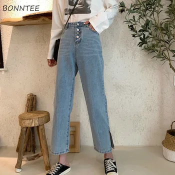 Jeans Women Side-slit Irregular High Waist Buttons Denim Korean Style Simple Trendy Ankle-length All-match Womens Daily Harajuku
Jeans Women Side-slit Irregular High Waist Buttons Denim Korean Style Simple Trendy Ankle-length All-match Womens Daily Harajuku