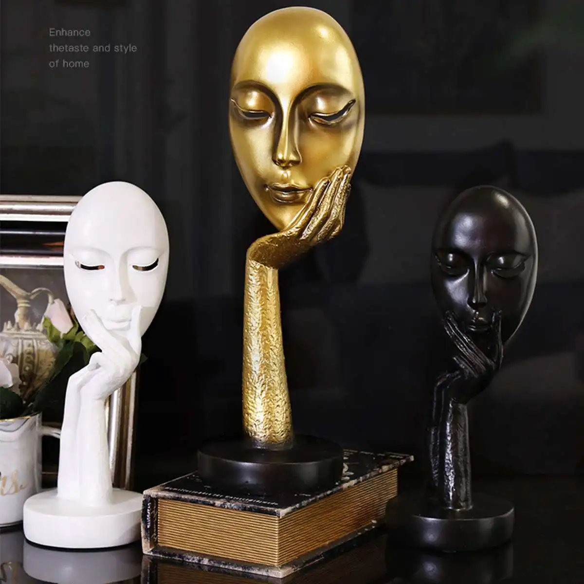 Современная скульптура женщины маска на все лицо орнамент фигура статуя Thinker