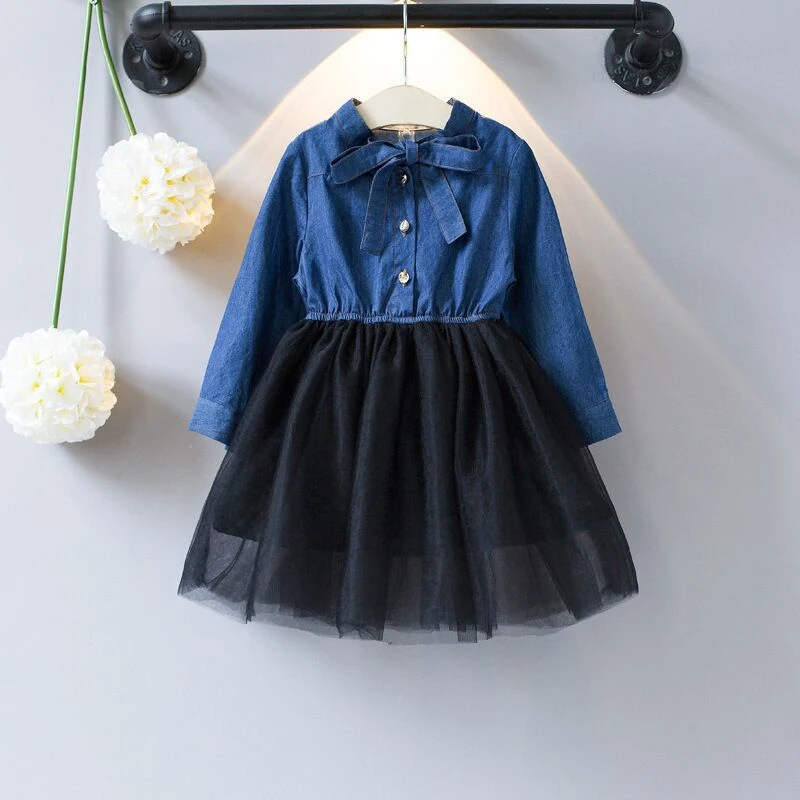 WEIXINBUY Spring Autumn New Style Kids Girl Long-sleeved Dress Bow Jean Solid Color Shirt Stitching Mesh Dress
WEIXINBUY Spring Autumn New Style Kids Girl Long-sleeved Dress Bow Jean Solid Color Shirt Stitching Mesh Dress