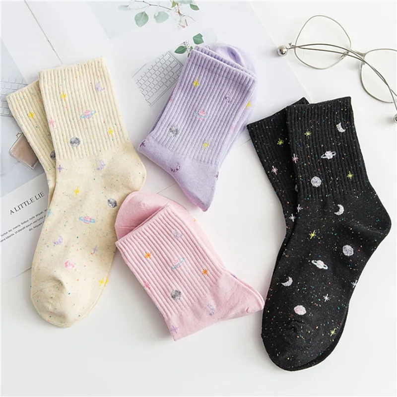 Japanese and Korean Women's Socks, Cosmic Starry Sky Socks, Cotton Mid-tube Women's Socks, Star and Moon High-tube Sports Socks 
Japanese and Korean Women's Socks, Cosmic Starry Sky Socks, Cotton Mid-tube Women's Socks, Star and Moon High-tube Sports Socks