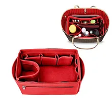 Organizador de maquillaje bolso de tela de fieltro organizador bolsa de inserción bolso interior de viaje bolsas de cosméticos portátiles se adapta Speedy Neverfull(China)