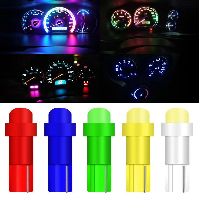 10pcs Car LED T5 COB Ceramic 3D Instrument Lamp Bulds Indicator Light Control Light Warning Lights Bulbs White Pink Red Blue 12V
10pcs Car LED T5 COB Ceramic 3D Instrument Lamp Bulds Indicator Light Control Light Warning Lights Bulbs White Pink Red Blue 12V