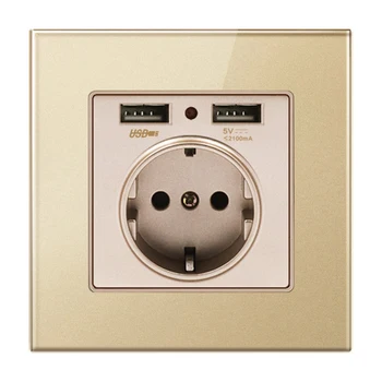 250V 16A DE Wall Socket Flush-mounted Schuko Socket with Dual USB Charging Port Wall Plug Socket 86mm * 86mm 
250V 16A DE Wall Socket Flush-mounted Schuko Socket with Dual USB Charging Port Wall Plug Socket 86mm * 86mm