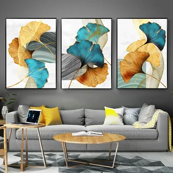 Abstract Ginkgo Leaves Canvas Painting Yellow Blue Leaves Wall Art Pictures for Home Design Print on The Wall Living Room Poster 
Abstract Ginkgo Leaves Canvas Painting Yellow Blue Leaves Wall Art Pictures for Home Design Print on The Wall Living Room Poster