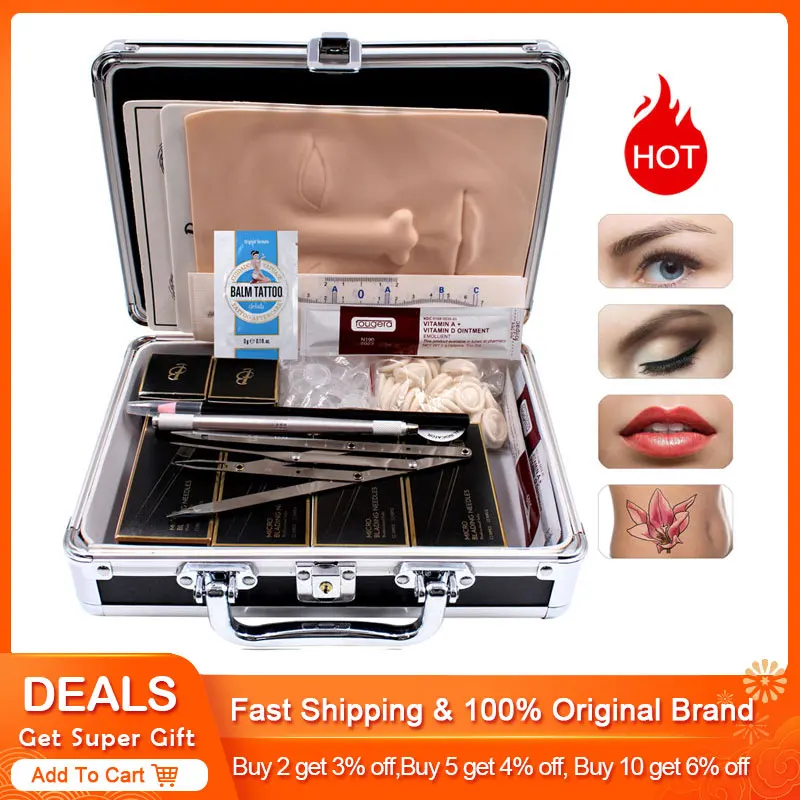 Tattoo Kit Permanent Makeup Eyebrow Microblading Kit 3D Practice Skin Ink Ring Cup Manual Pen Beauty Kit Set Beginners Tools
Tattoo Kit Permanent Makeup Eyebrow Microblading Kit 3D Practice Skin Ink Ring Cup Manual Pen Beauty Kit Set Beginners Tools