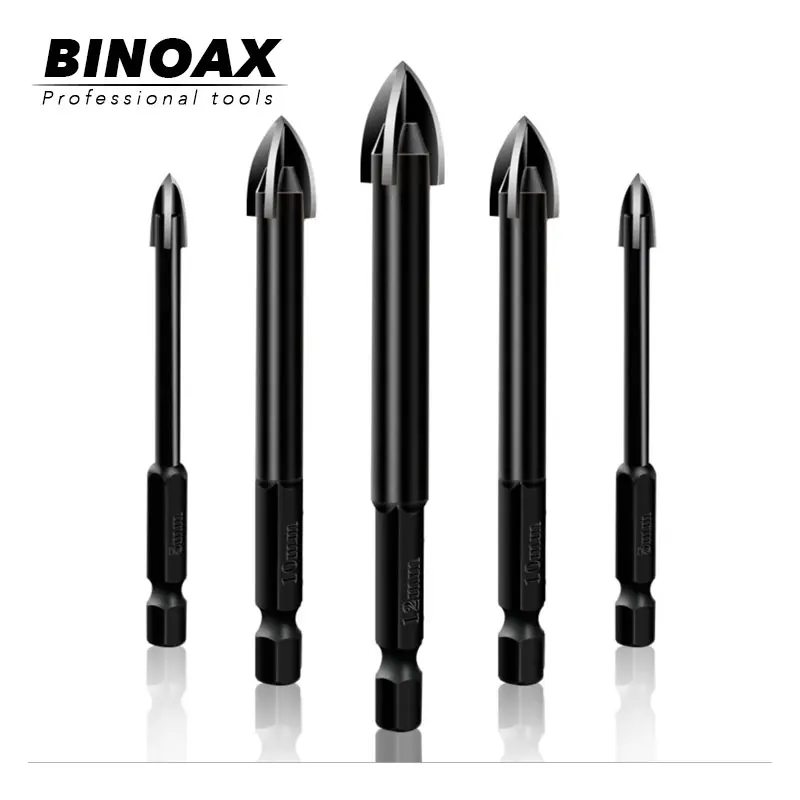BINOAX 6Pcs Tungsten Steel Glass Drill Bit Set Alloy Carbide Point with 4 Cutting Edges Tile & Glass Cross Spear Head Drill Bits
BINOAX 6Pcs Tungsten Steel Glass Drill Bit Set Alloy Carbide Point with 4 Cutting Edges Tile & Glass Cross Spear Head Drill Bits