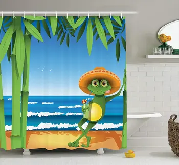 Animal Shower Curtain Frog On Sandy Beach With Palm Trees And Ocean Tropical Home Cloth Fabric Bathroom Decor Set With Hooks
Animal Shower Curtain Frog On Sandy Beach With Palm Trees And Ocean Tropical Home Cloth Fabric Bathroom Decor Set With Hooks