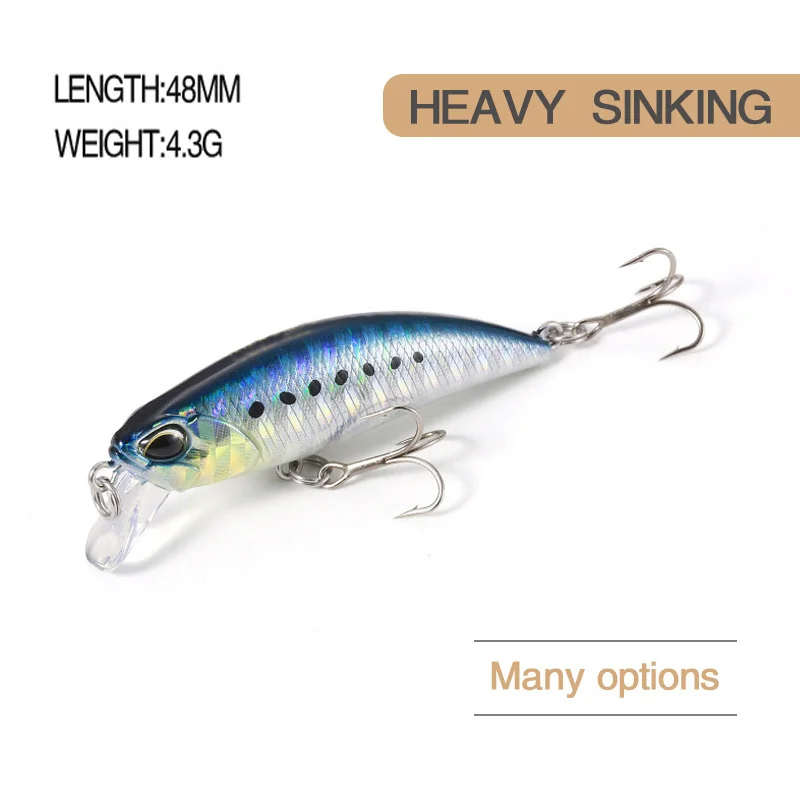 2021 New Sinking Minnow Fishing Lures 48mm 4.3g Swimbait Ice Artificial Bait Trout Crankbait Wobbler Deep Diving Pesca Tackle | Спорт и