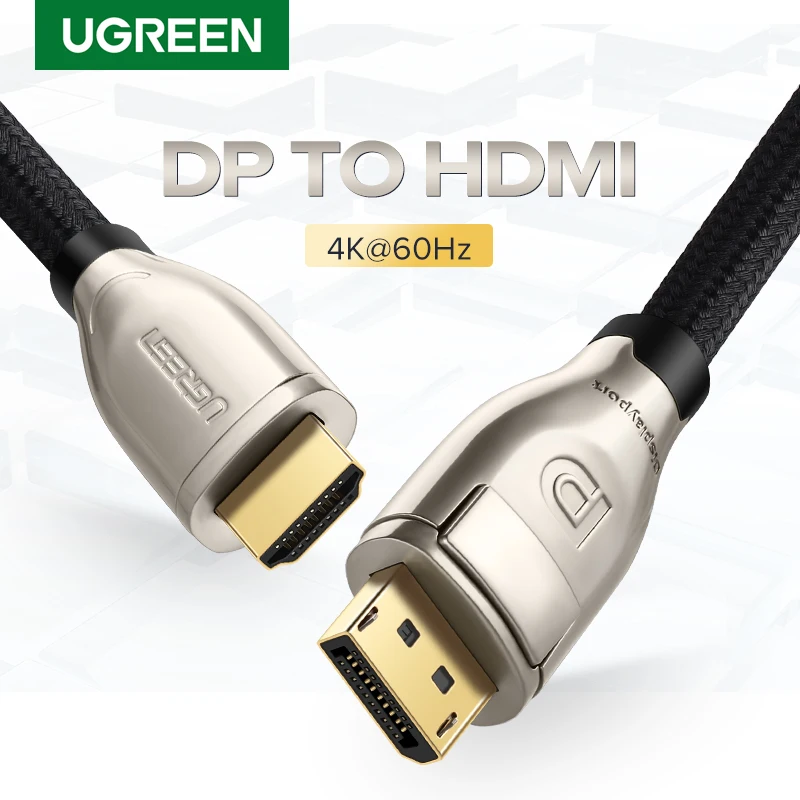 Кабель Ugreen Displayport к HDMI адаптер 4K 60 Гц DP 2 0 для проектора GTX 1060 Lenovo порт дисплея