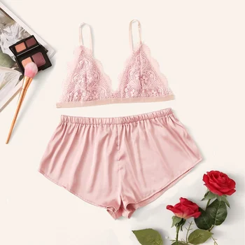 Ladies Bra and Panty Lingerie Set Women Sexy Lace Bras Tops and Satin Shorts Two Piece Set
Ladies Bra and Panty Lingerie Set Women Sexy Lace Bras Tops and Satin Shorts Two Piece Set