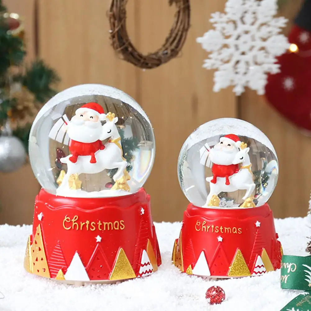santa claus snow globes glass crystal ball lighting music box
