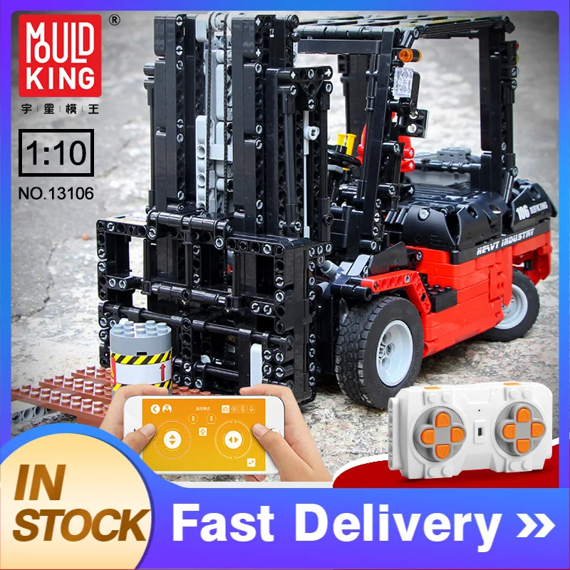 

Mould King Technic Series 13106 1768pcs Custom Forklift Mk II Model Electric remote control Building Blocks Bricks MOC-3681
