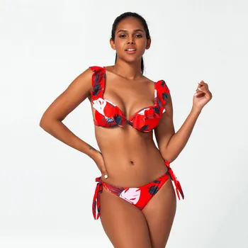 Sexy Leaf Print Ruffle Tie Side Bikini Set Two Piece Swimsuit Bathing Suit Swimwear Women Biquini Monokini Maillot De Bain Femme
Sexy Leaf Print Ruffle Tie Side Bikini Set Two Piece Swimsuit Bathing Suit Swimwear Women Biquini Monokini Maillot De Bain Femme