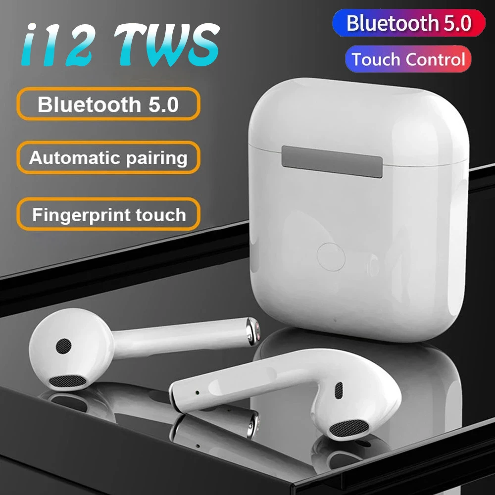 Фото TWS-стереонаушники i12 с поддержкой Bluetooth 5 0 и зарядным футляром | Электроника