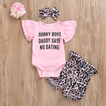 Comfortable Girls Clothes Set Baby Print Round Collar Flying Sleeve Jumpsuit Bow Bandage Leopard Short Pants Hairband
Comfortable Girls Clothes Set Baby Print Round Collar Flying Sleeve Jumpsuit Bow Bandage Leopard Short Pants Hairband