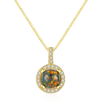 

SANYU Sterling Silver 925 Round Opal Pendant Necklace for Women Charming Silver Chain Pendant Sparkling Necklaces Jewelry Gifts