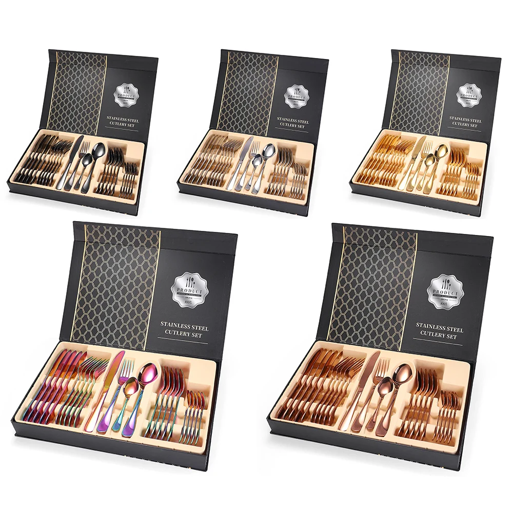 24Pcs Flatware Set Kitchen Accessories Dining Tool Stainless Steel Spoon Fork Knife Cutlery + Storage Box
24Pcs Flatware Set Kitchen Accessories Dining Tool Stainless Steel Spoon Fork Knife Cutlery + Storage Box