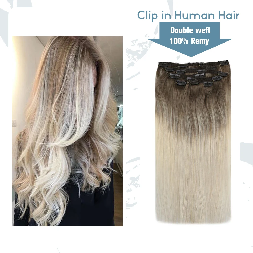 VeSunny Clip in Hair Extensions 100% Real Human Hair 7pcs Clip on Extensions Balayage Ombre Blonde #14/60 120gr
VeSunny Clip in Hair Extensions 100% Real Human Hair 7pcs Clip on Extensions Balayage Ombre Blonde #14/60 120gr
