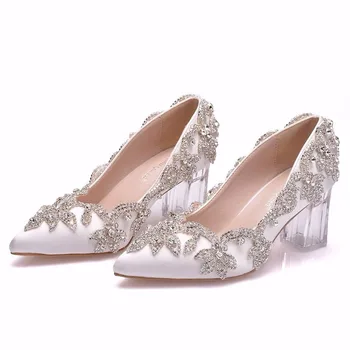 Crystal Transparent Square Thick with Single Shoes Rhinestone Wedding Shoes Annual Meeting 
Crystal Transparent Square Thick with Single Shoes Rhinestone Wedding Shoes Annual Meeting