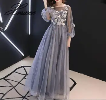 Banquet dress 2020 spring and summer new elegant elegant long slim long-sleeved dress 
Banquet dress 2020 spring and summer new elegant elegant long slim long-sleeved dress