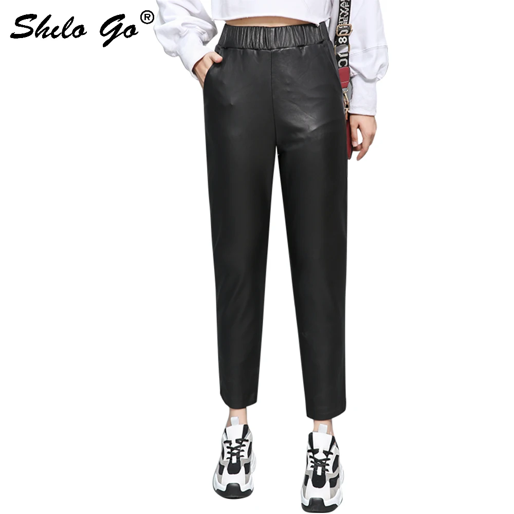 Genuine Leather Pants Minimalist Elastic Waist Black Sheepskin Pencil Pants Women Autumn Winter Casual High Waist Slim Trousers
Genuine Leather Pants Minimalist Elastic Waist Black Sheepskin Pencil Pants Women Autumn Winter Casual High Waist Slim Trousers