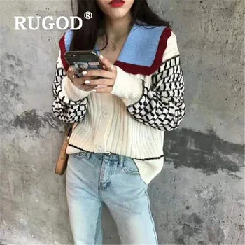 RUGOD 2019 Autumn Turndown Collar Vintage Sweater Long Sleeve Contrast Color Knitted Cardigan Women Kawaii Kpop Clothes
RUGOD 2019 Autumn Turndown Collar Vintage Sweater Long Sleeve Contrast Color Knitted Cardigan Women Kawaii Kpop Clothes