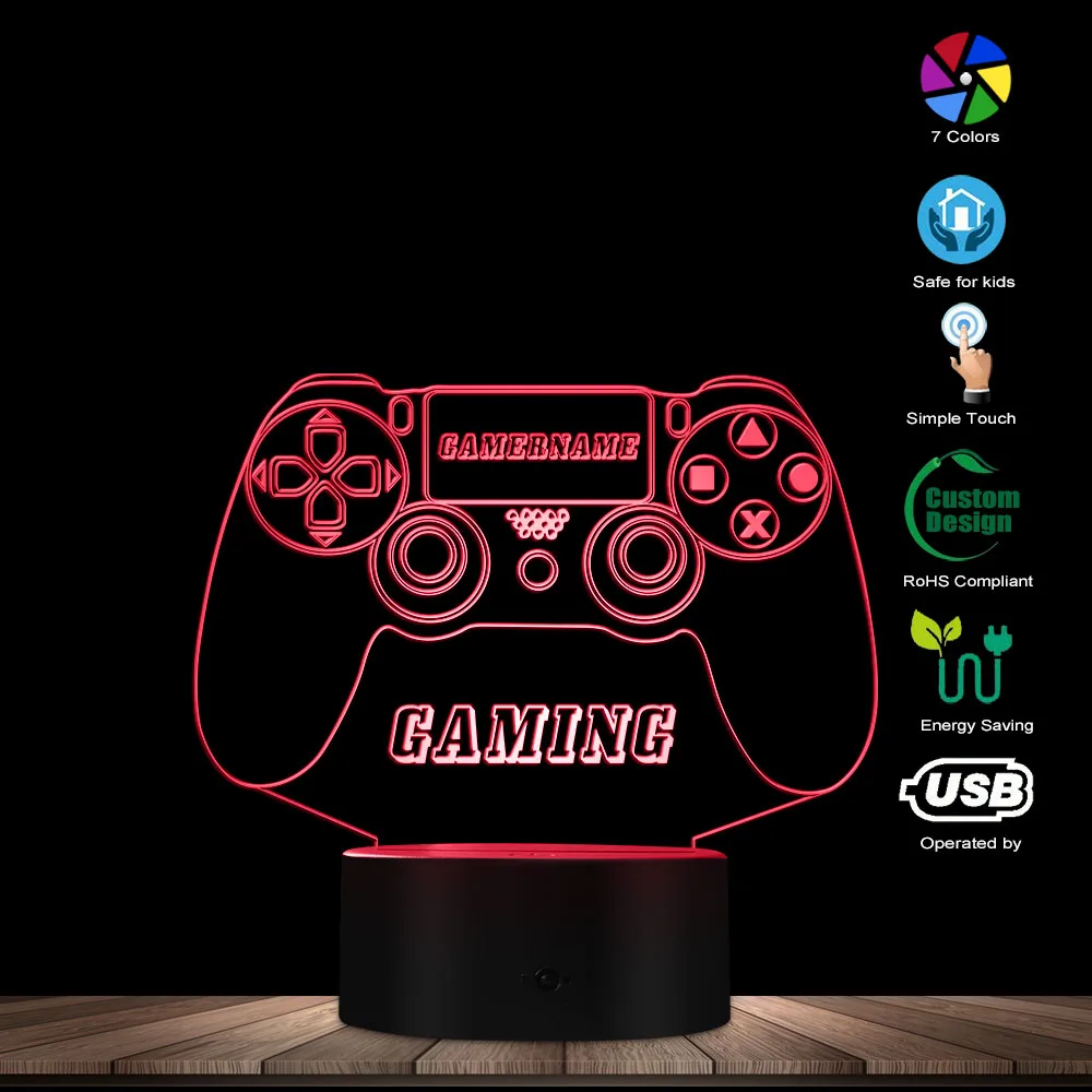 Custom Gamer Name 3D LED Table Night Light Games Console Design Table Lamp Optical illusion Novelty Light 7 Colors Changing
Custom Gamer Name 3D LED Table Night Light Games Console Design Table Lamp Optical illusion Novelty Light 7 Colors Changing