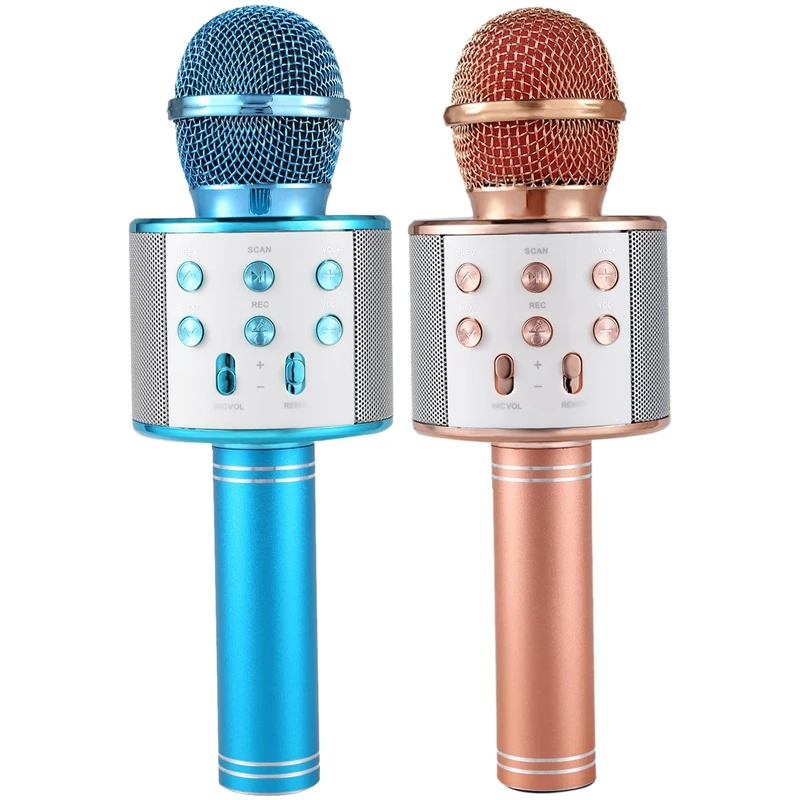 HFES 2 шт. беспроводной микрофон для караоке портативный Bluetooth мини домашний КТВ