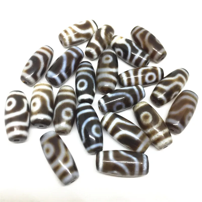 

20pcs/lots Natural Stone 2 eyes Small Tibetan Dzi Beads 9mm*19mm Accessory for making Bracelet Necklace DIY Tibet Beads