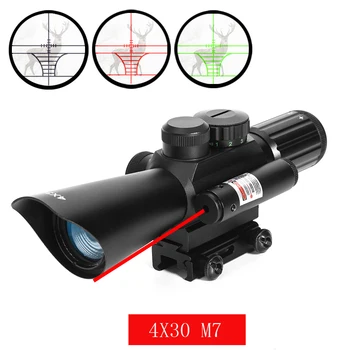 Rifle Scope With Red Laser Sight 4X30 M7 Tactical Illuminated Mil-Dot Telescopic Sight Release Collimator Sight Optic Sight 
Rifle Scope With Red Laser Sight 4X30 M7 Tactical Illuminated Mil-Dot Telescopic Sight Release Collimator Sight Optic Sight