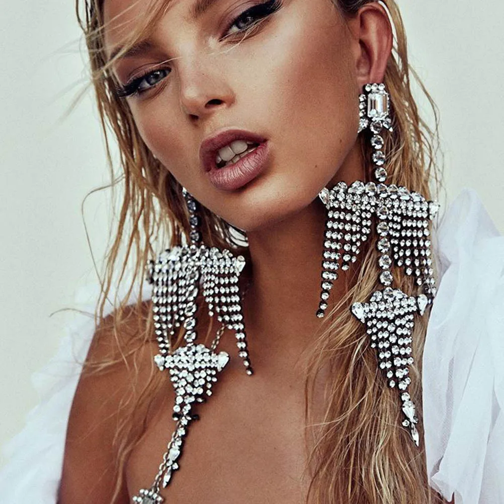 Fashion Luxury Big Rhinestone Long Tassel Drop Earrings for Women Party Gift Bling Crystal Tassel Dangle Earrings Jewelry S1095
Fashion Luxury Big Rhinestone Long Tassel Drop Earrings for Women Party Gift Bling Crystal Tassel Dangle Earrings Jewelry S1095