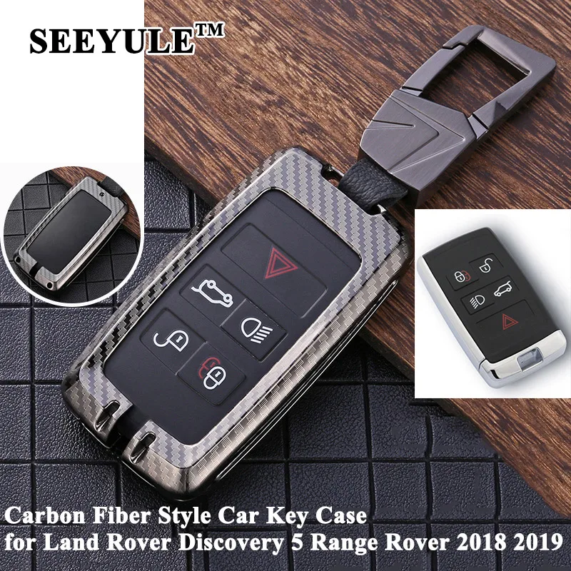 1pc SEEYULE Carbon Fiber Style Car Key Case Shell Cover Accessories for Land Rover Discovery 5 Range Rover 2018 2019 2020
1pc SEEYULE Carbon Fiber Style Car Key Case Shell Cover Accessories for Land Rover Discovery 5 Range Rover 2018 2019 2020