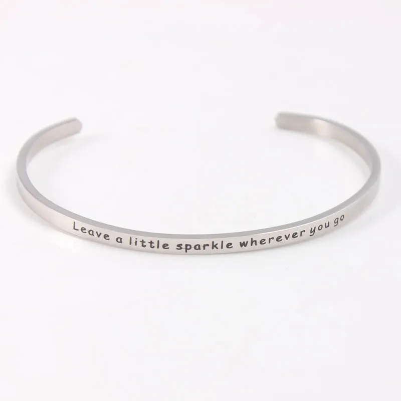 Фото Нержавеющая сталь гравировка слов браслет с мантрой браслеты для Для женщин