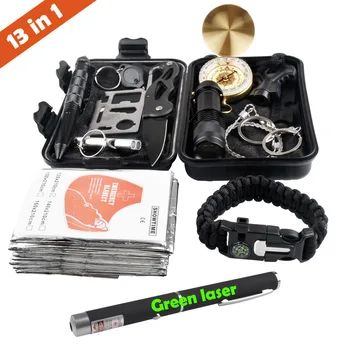 13 in 1 Outdoor Emergency Survival kit Tactical SOS, EDC with Flashlight Compass Knife Laser pointer
13 in 1 Outdoor Emergency Survival kit Tactical SOS, EDC with Flashlight Compass Knife Laser pointer