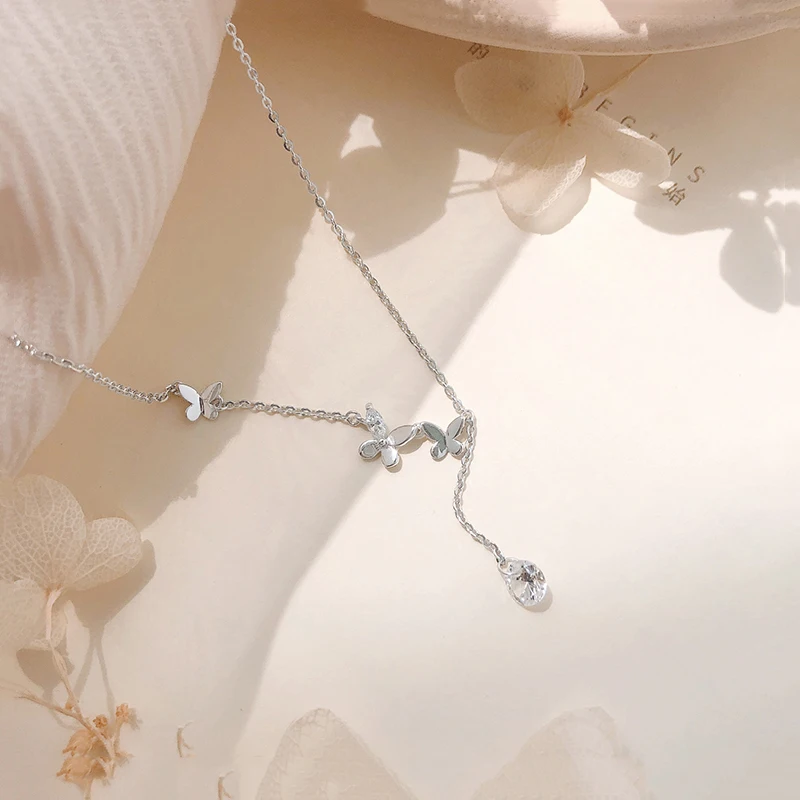Фото ANENJERY простые 925 пробы серебряные удачливые бусы ожерелья для - купить