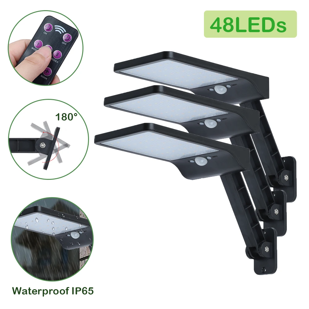 48LED Solar Lights Outdoor Garden Waterproof Lamp Lighting 65 leds Two Working Mode With Remote Control Motion Sensor Solar Lamp
48LED Solar Lights Outdoor Garden Waterproof Lamp Lighting 65 leds Two Working Mode With Remote Control Motion Sensor Solar Lamp