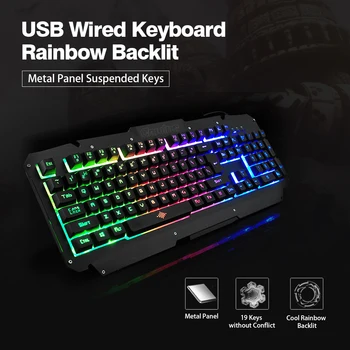 USB Wired Keyboard Rainbow Backlit Metal Panel Suspended Keys for PC Computer mechanical keyboard клавиатура gaming keyboard
USB Wired Keyboard Rainbow Backlit Metal Panel Suspended Keys for PC Computer mechanical keyboard клавиатура gaming keyboard