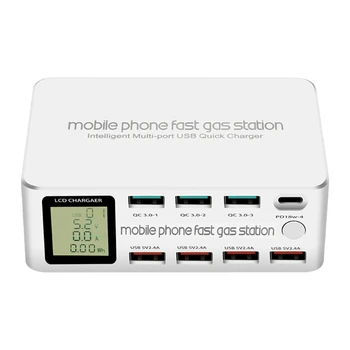 8-Port QC3.0 USB /Type C PD Fast Charger Station Smart LCD Display Quick Charging Power Adapter for Cellphone Tablet PC
8-Port QC3.0 USB /Type C PD Fast Charger Station Smart LCD Display Quick Charging Power Adapter for Cellphone Tablet PC
