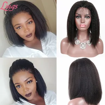 Kinky Straight 13x4 Lace Front Human Hair Wigs High Density Coarse Yaki Brazilian Short Bob 360 Lace Frontal Wigs Full Lwigs 
Kinky Straight 13x4 Lace Front Human Hair Wigs High Density Coarse Yaki Brazilian Short Bob 360 Lace Frontal Wigs Full Lwigs