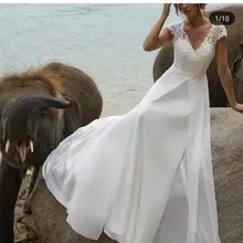 Bohemian Wedding Dress 2021 Short Sleeve Lace Appliques robe de soirée de mariage Boho Chiffon Simple Bridal Gowns Beach V-Neck
Bohemian Wedding Dress 2021 Short Sleeve Lace Appliques robe de soirée de mariage Boho Chiffon Simple Bridal Gowns Beach V-Neck