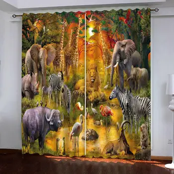Animal Forest Elephant Lion 2 Panels/Set Window Curtain Block out Fabric Drapes Darkening Thermal Insulate Bedroom
Animal Forest Elephant Lion 2 Panels/Set Window Curtain Block out Fabric Drapes Darkening Thermal Insulate Bedroom