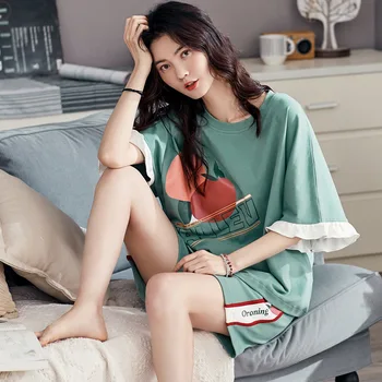 Leisure Tops Women's Spring and Summer Pajamas Short-Sleeved Shorts Fresh Sweet Ladies Home Leisure Suit Leisure Tops Set
Leisure Tops Women's Spring and Summer Pajamas Short-Sleeved Shorts Fresh Sweet Ladies Home Leisure Suit Leisure Tops Set