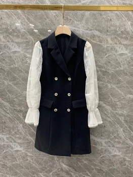 2020 Early Autumn New Women's Lapel Double Breasted Decorative Multi-Color Sleeve Stitching Sequin Long-Sleeved Dress 822
2020 Early Autumn New Women's Lapel Double Breasted Decorative Multi-Color Sleeve Stitching Sequin Long-Sleeved Dress 822