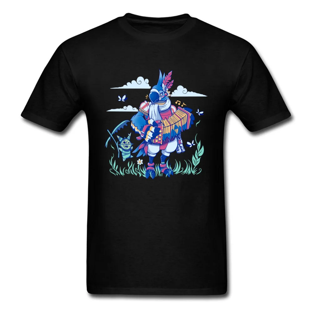 Play The Ancient Song T Shirt Accordion Player Tshirt Men Cotton Clothing Cartoon Bird Tees Final Fantasy Game T-shirt | Мужская одежда