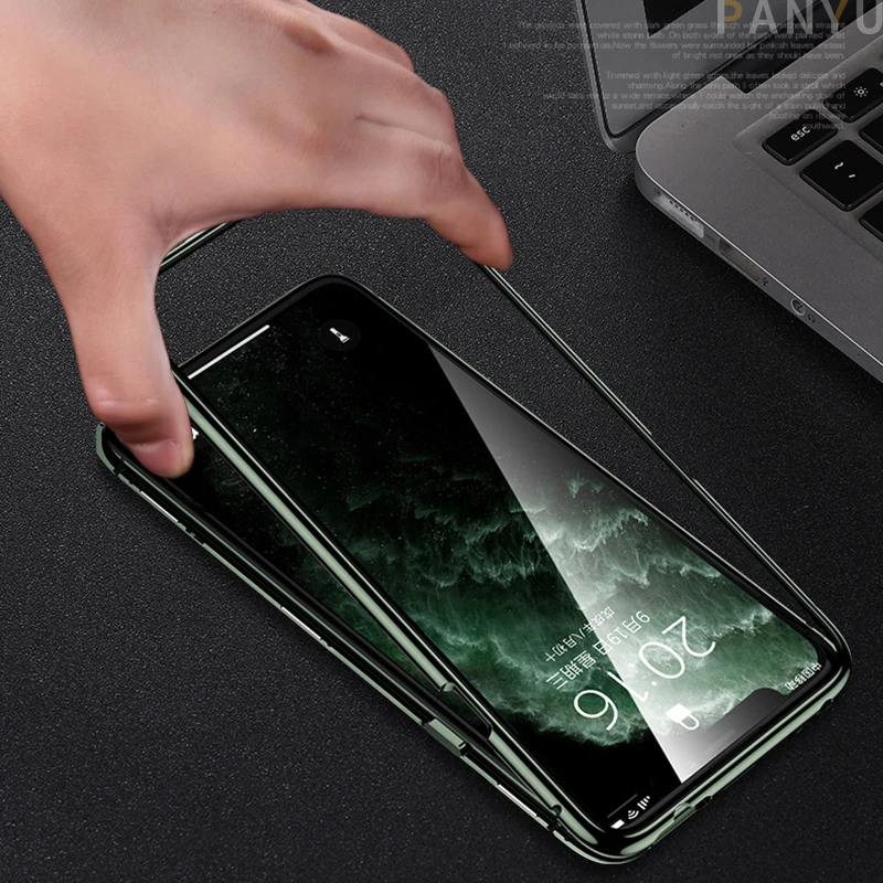 Magnet Case For iPhone 11 Pro Max Double Sided Adsorption Tempered Glass Shell Lens Protection Metal Magnetic Edge Cover
Magnet Case For iPhone 11 Pro Max Double Sided Adsorption Tempered Glass Shell Lens Protection Metal Magnetic Edge Cover