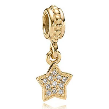 Authentic 925 Sterling Silver Bead Charm Gold Color Pave Star With Crystal Pendant Beads Fit Pandora Bracelet DIY Jewelry
Authentic 925 Sterling Silver Bead Charm Gold Color Pave Star With Crystal Pendant Beads Fit Pandora Bracelet DIY Jewelry